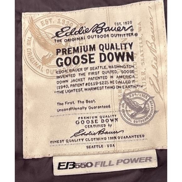 Eddie Bauer Goose Down Zip Hood Jacket Womens LG Feather Coat EB550 Lightweight - Picture 8 of 14